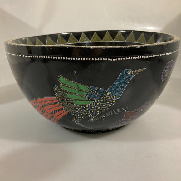 Australian Aboriginal Dot Painting Wood Bowl - Picture 4 of 6